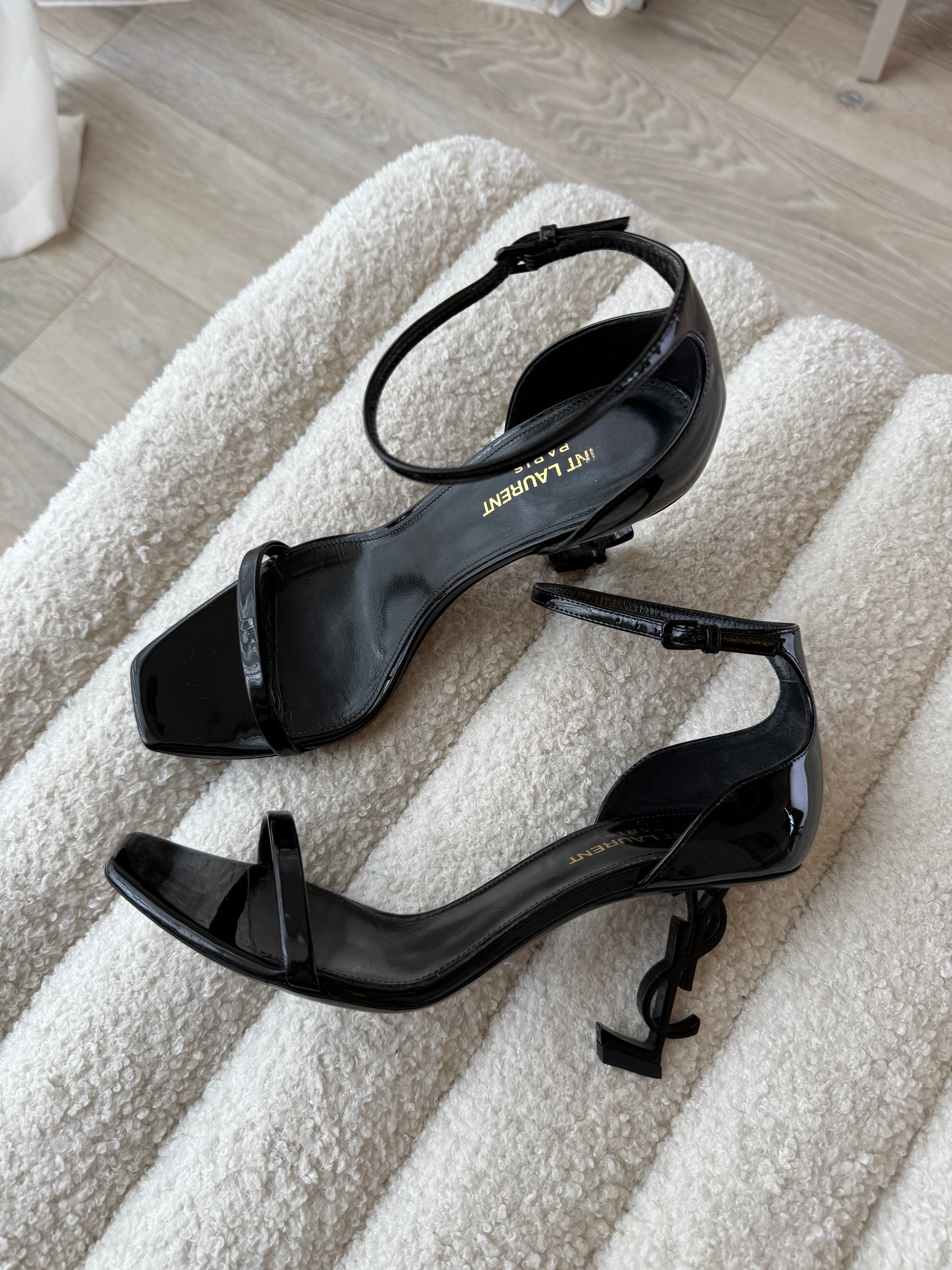 Saint Laurent Black Opyum Sandals (Size 37.5/UK4.5)