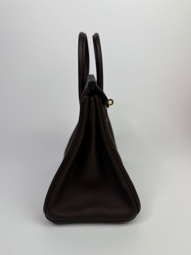 Hermès Birkin 25 Ebene Barenia Faubourg Leather With GHW