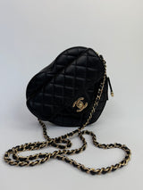 Chanel Heart Bag Large In Black Lambskin Leather With GHW