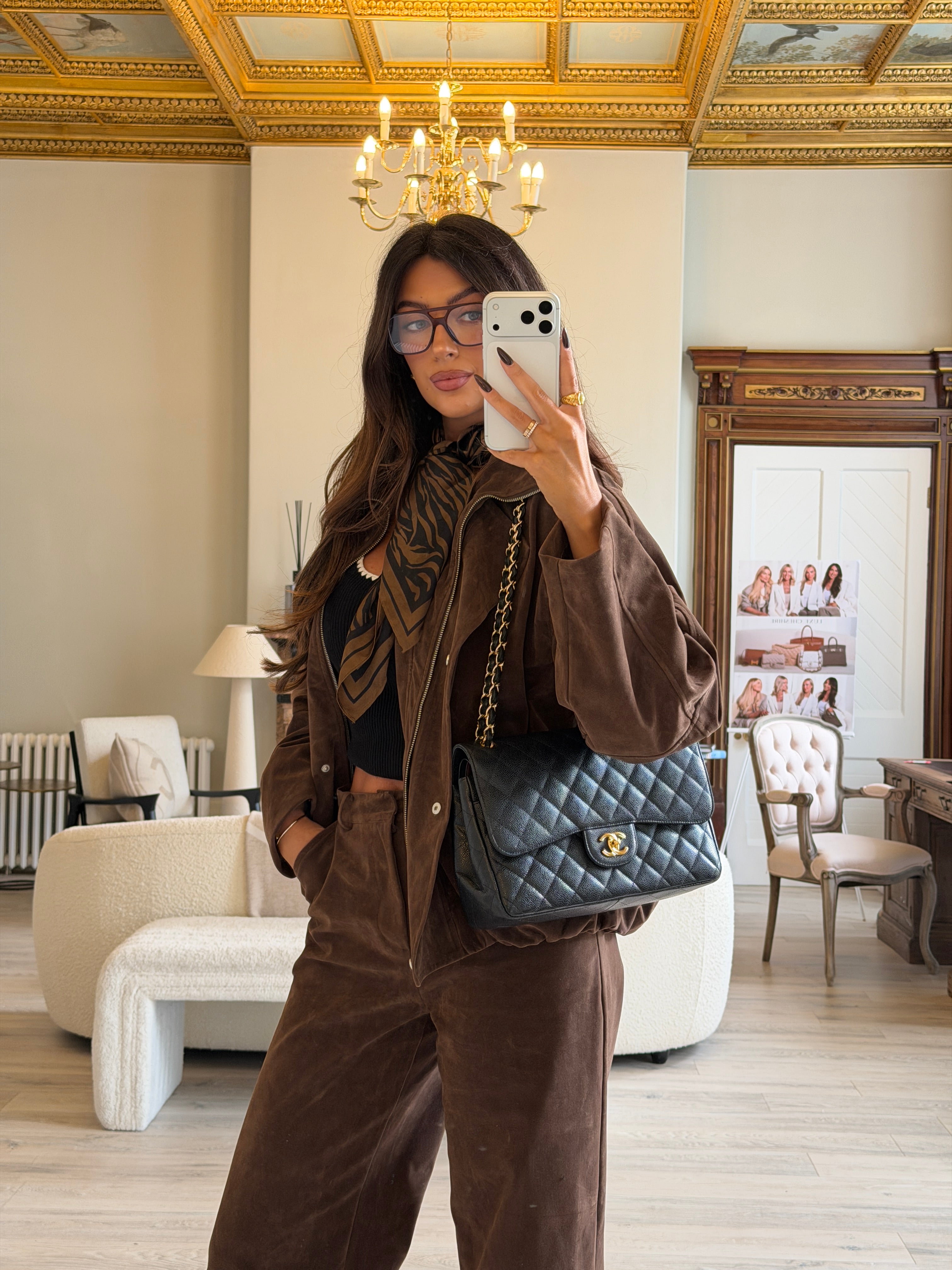 Chanel Classic Jumbo Flap Bag In Black Caviar LeatherWith Gold Hardware
Pre Loved & Authentic 