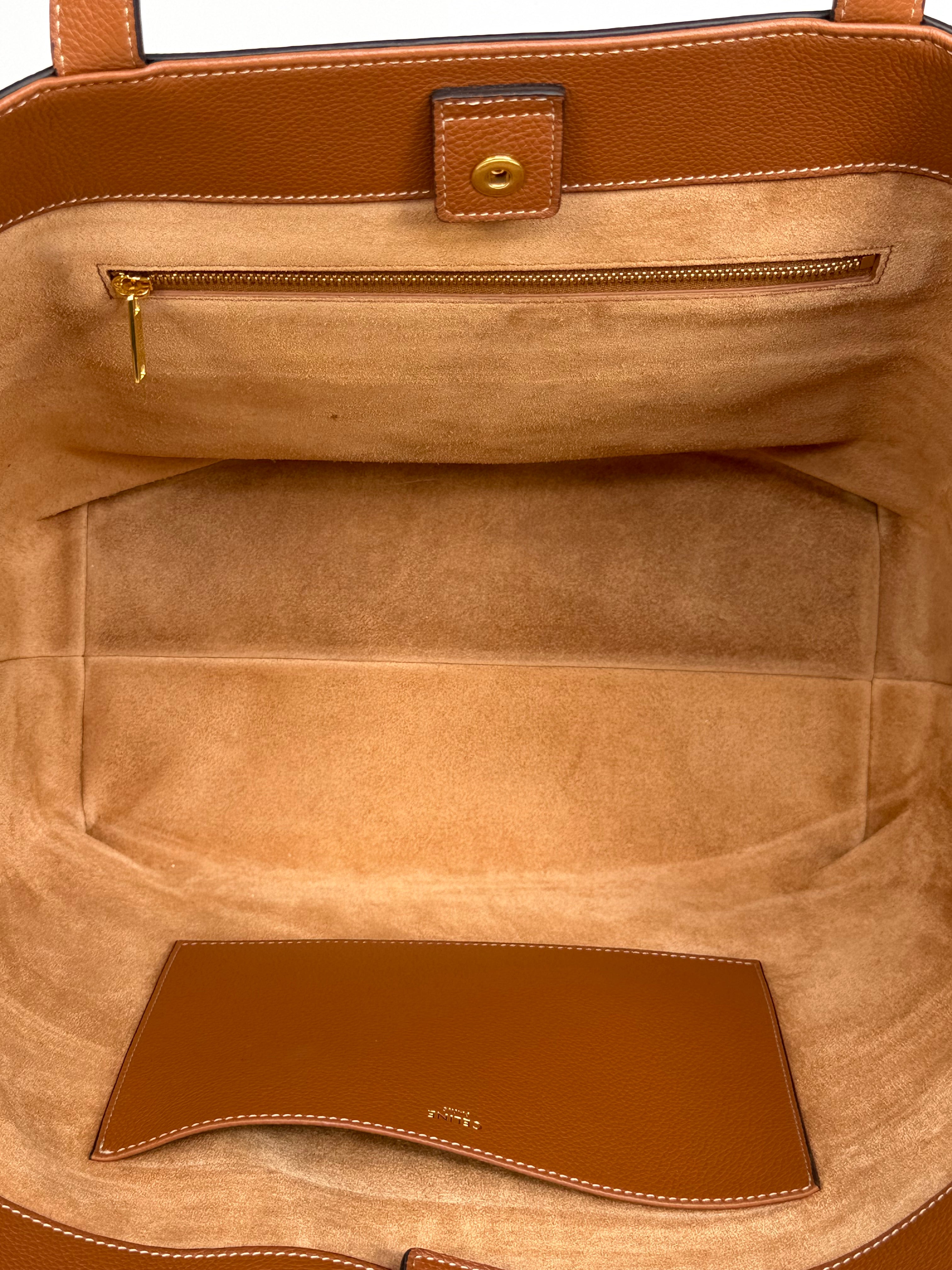 Celine Medium Cabas Anaïs Triomphe In Tan Grained Calfskin. Authentic and preloved in excellent condition