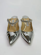Jimmy Choo Bing 100 Silver Mules (Size 39.5/39.5)