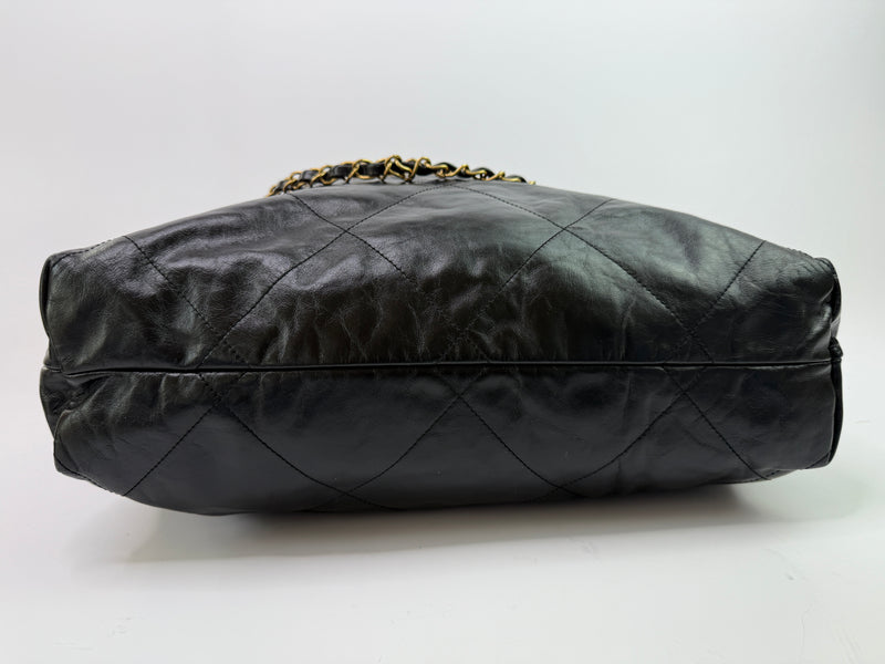 Chanel 22 Large In Black Calfskin Leather With GHW