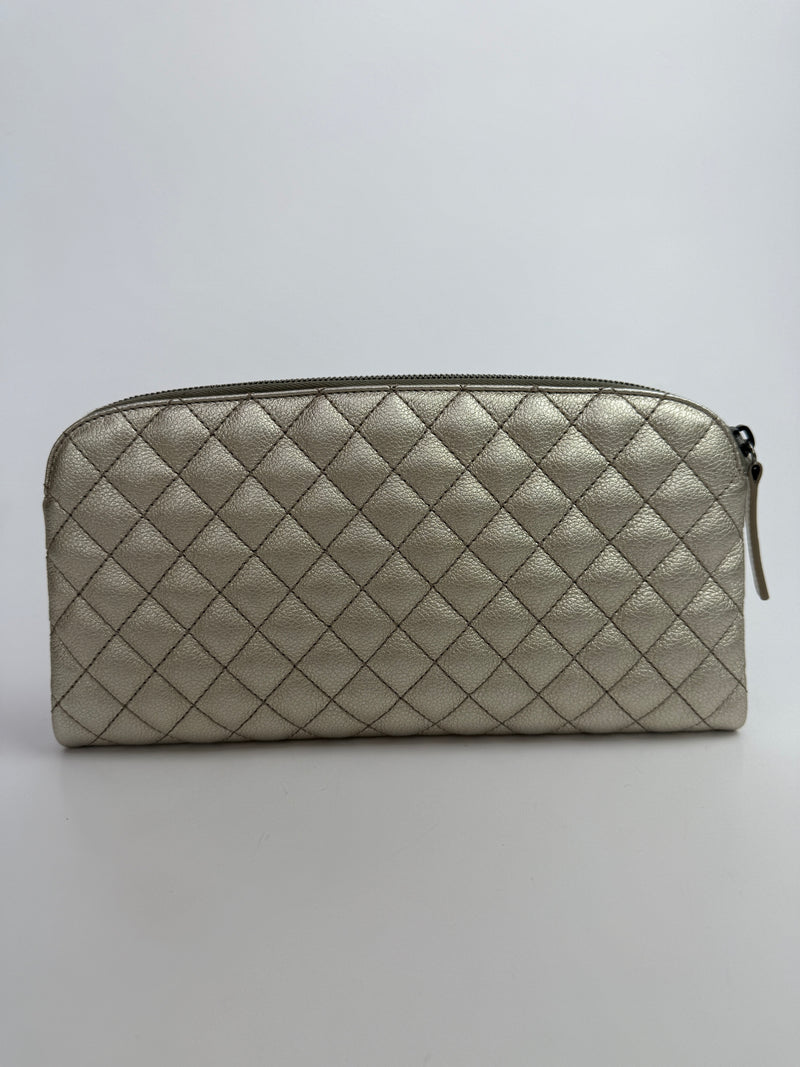 Chanel Clutch In Metallic Gold Calfskin Leather With RHW