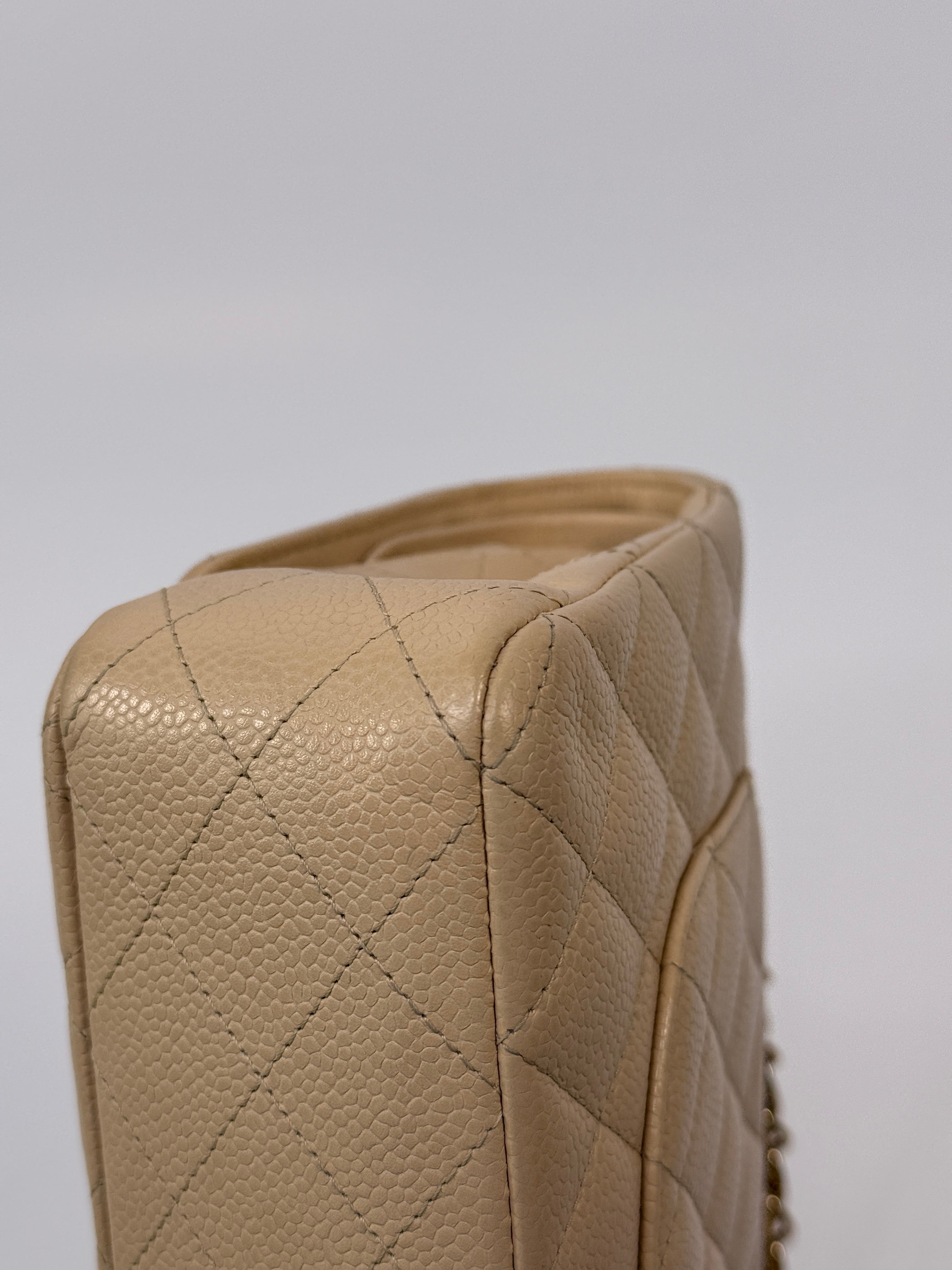 Chanel Medium Classic Double Flap Beige Caviar Leather With Gold Hardware
Pre Loved & Authentic 