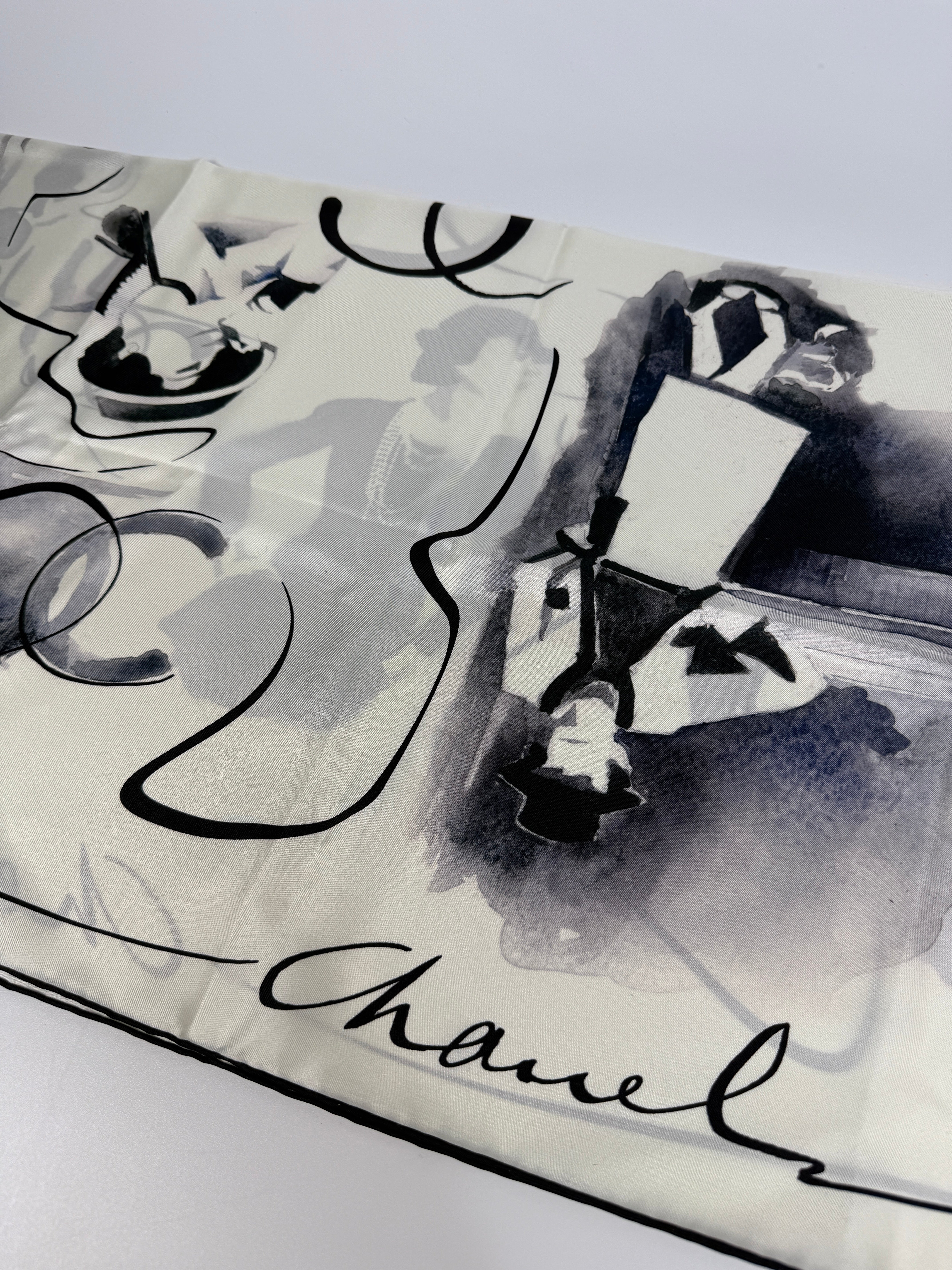 Authentic and preloved Chanel CC Silk Scarf Excellent condition. 100% Authenticity Guarantee 