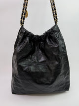 Chanel 22 Large In Black Calfskin Leather With GHW
