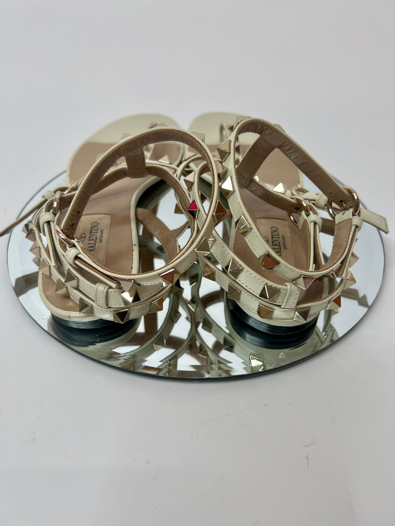 Valentino Garavani Cream Rockstud Sandals (Size 38 / UK 5)
