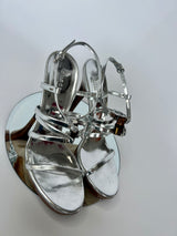 Gucci Silver Bamboo Icon Sandal Heels  (Size 38.5/UK 5.5)