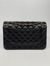 Chanel Jumbo Classic Flap Bag In Black Lambskin Leather With GHW