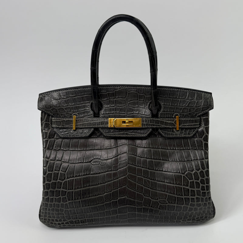 Hermès Birkin 30 In Matte Graphite Crocodile With GHW