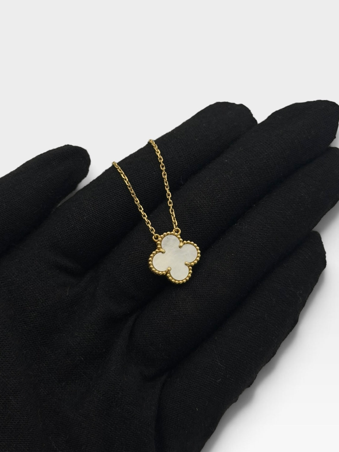 Van Cleef & Arpels Vintage Alhambra Gold & Mother-Of-Pearl Necklace Yellow Gold. 100% authentic and preloved in excellent condition