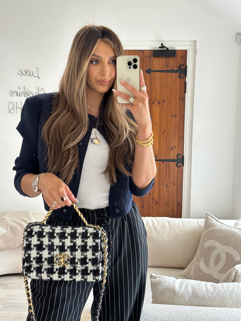 Chanel 19 Small In Houndstooth Tweed