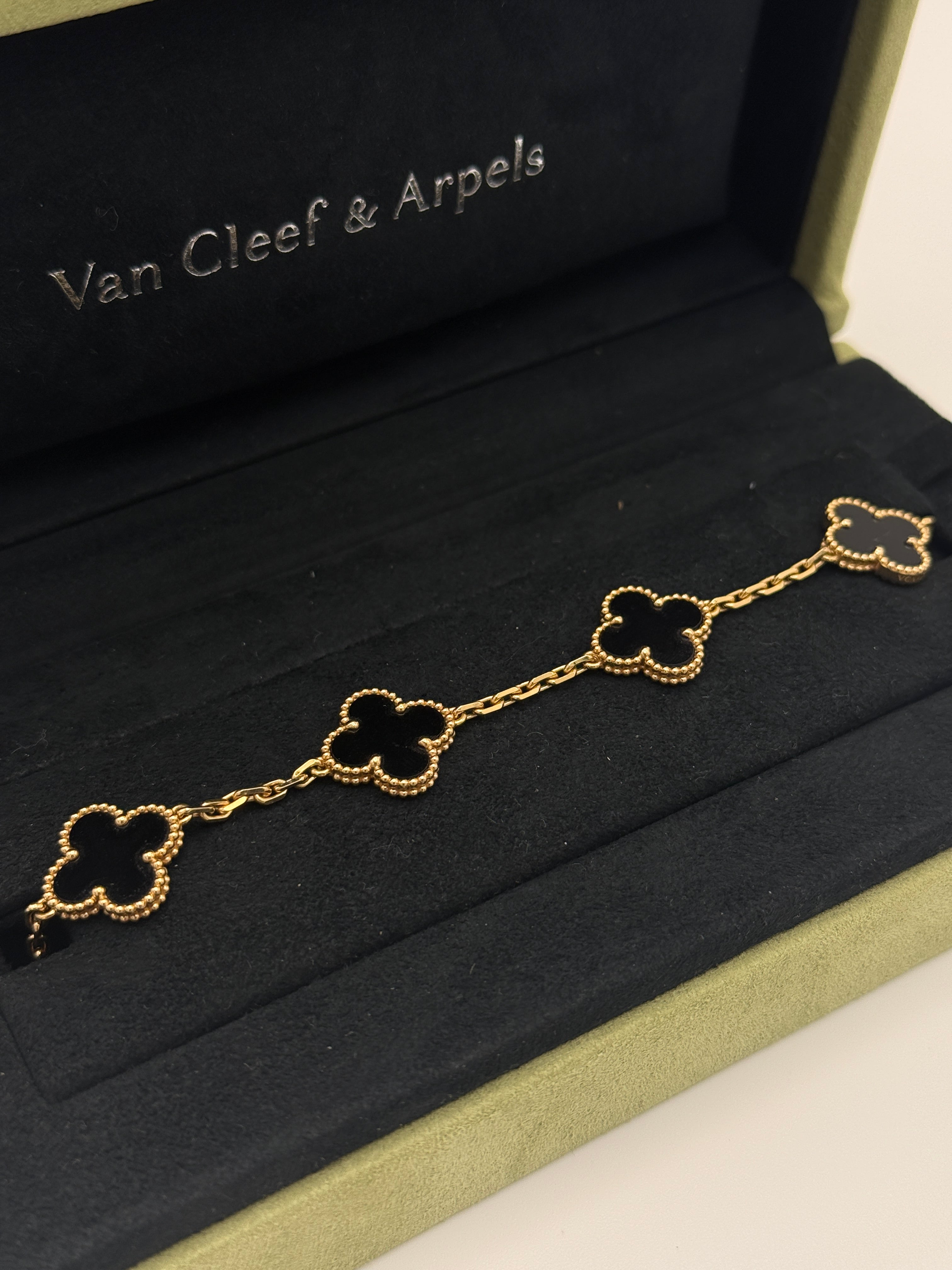 Van Cleef & Arpels Vintage Alhambra Bracelet, 5 Motifs Onyx