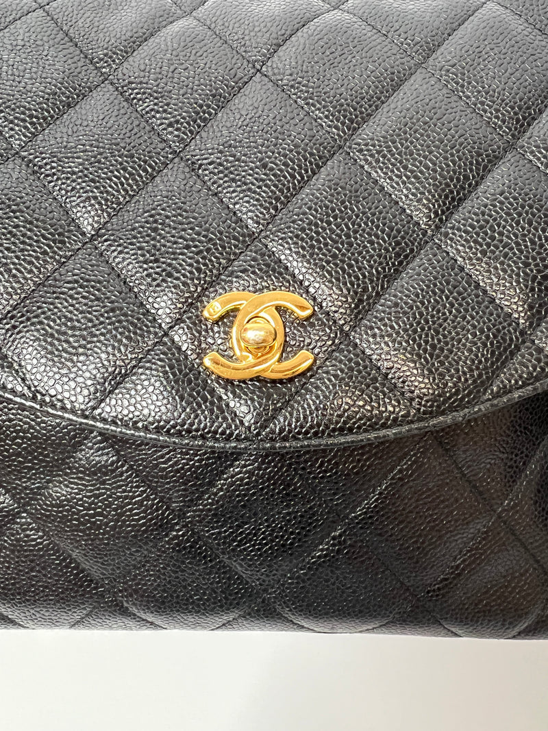 Chanel Vintage Black Caviar Leather Camera Bag