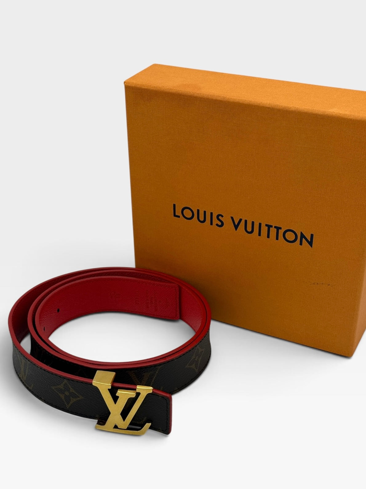 Louis Vuitton Iconic 25MM Reversible Belt Monogram/Red. 100% authentic and preloved in excellent condition