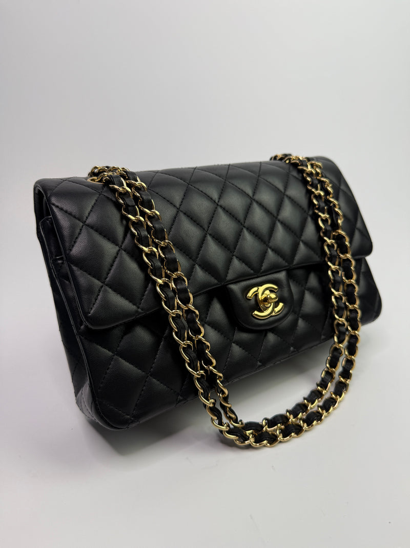 Chanel Medium Classic Double Flap Black Lambskin With GHW