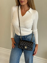 Chanel Mini Rectangle In Black Lambskin Leather With PGHW