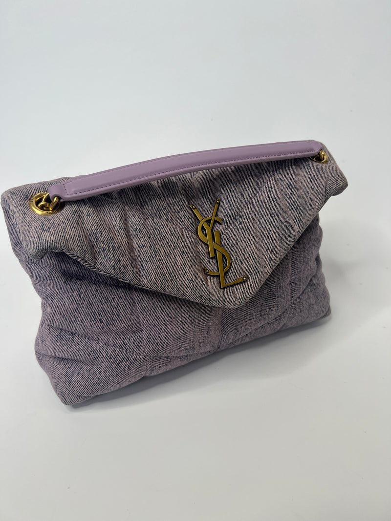 Saint Laurent Puffer Denim Shoulder Bag