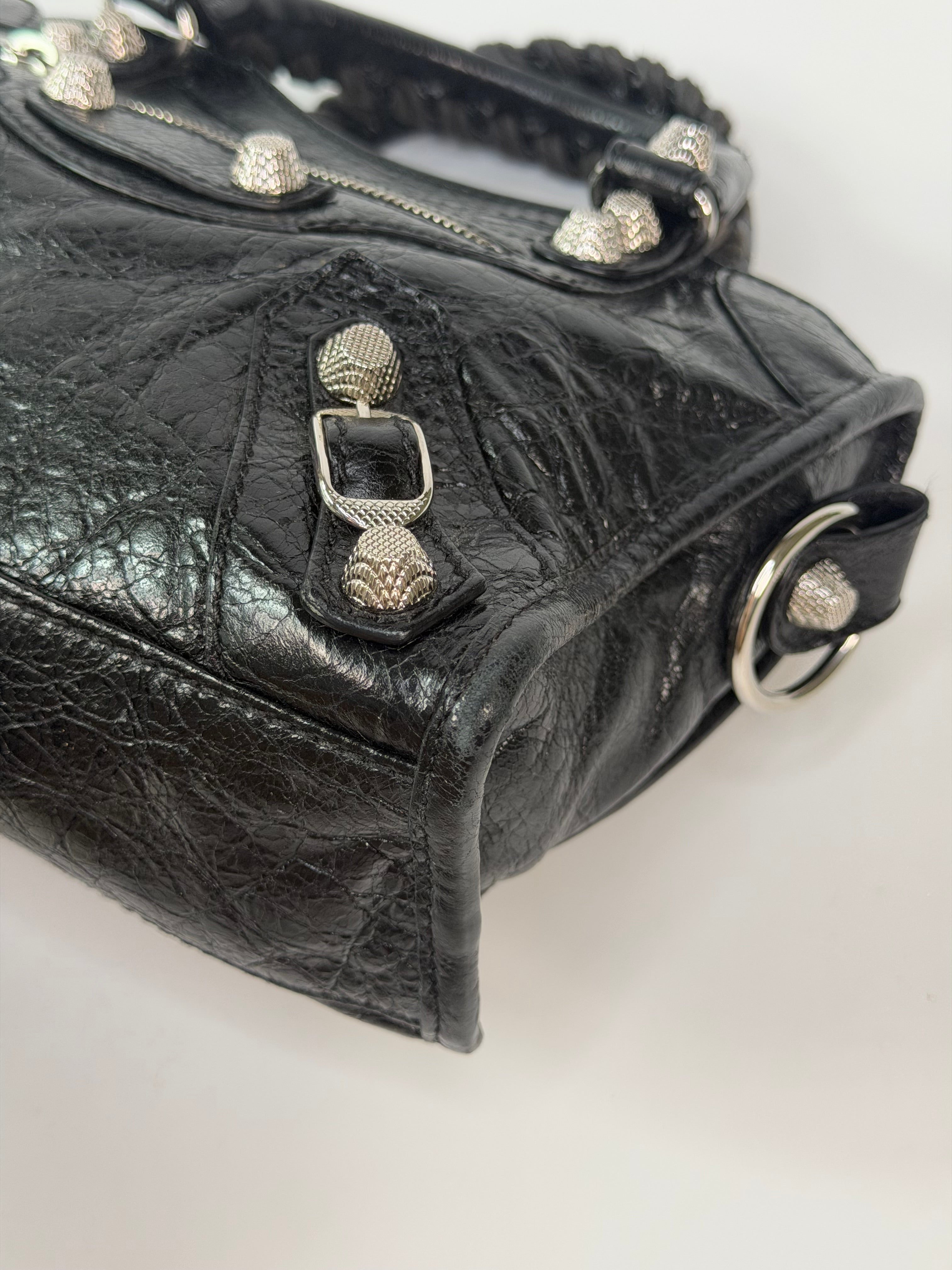 Balenciaga Le City Mini Bag In Noir Lambskin With Silver Hardware. Authentic and preloved in very good condition. 100% guarantee