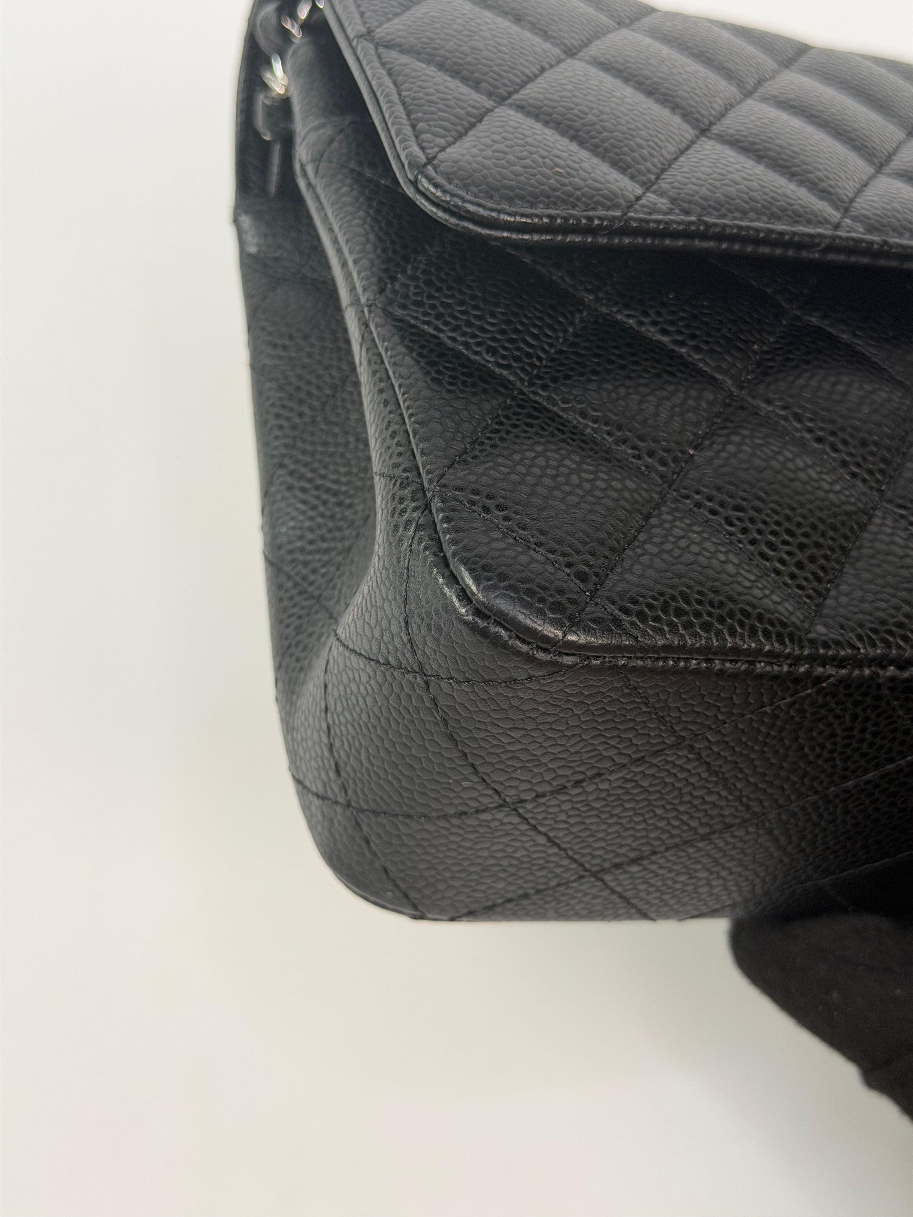 Chanel Vintage Medium Classic Double Flap Black Caviar Silver Hardware. 100% authentic and preloved in excellent condition