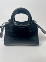 Balenciaga Black Croc Mini Neo City Classic Bag