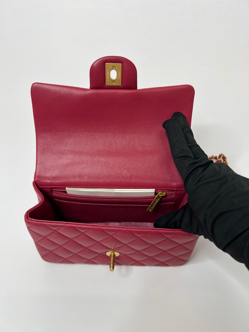 Chanel Mini Rectangle Flap Bag In Raspberry