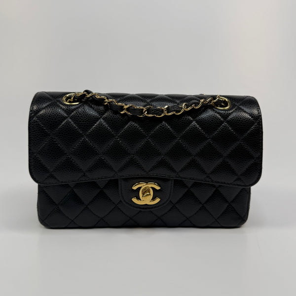 Chanel Small Classic Double Flap In Black Caviar Leather With GHW