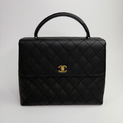 Chanel Vintage Black Caviar Kelly Top Handle