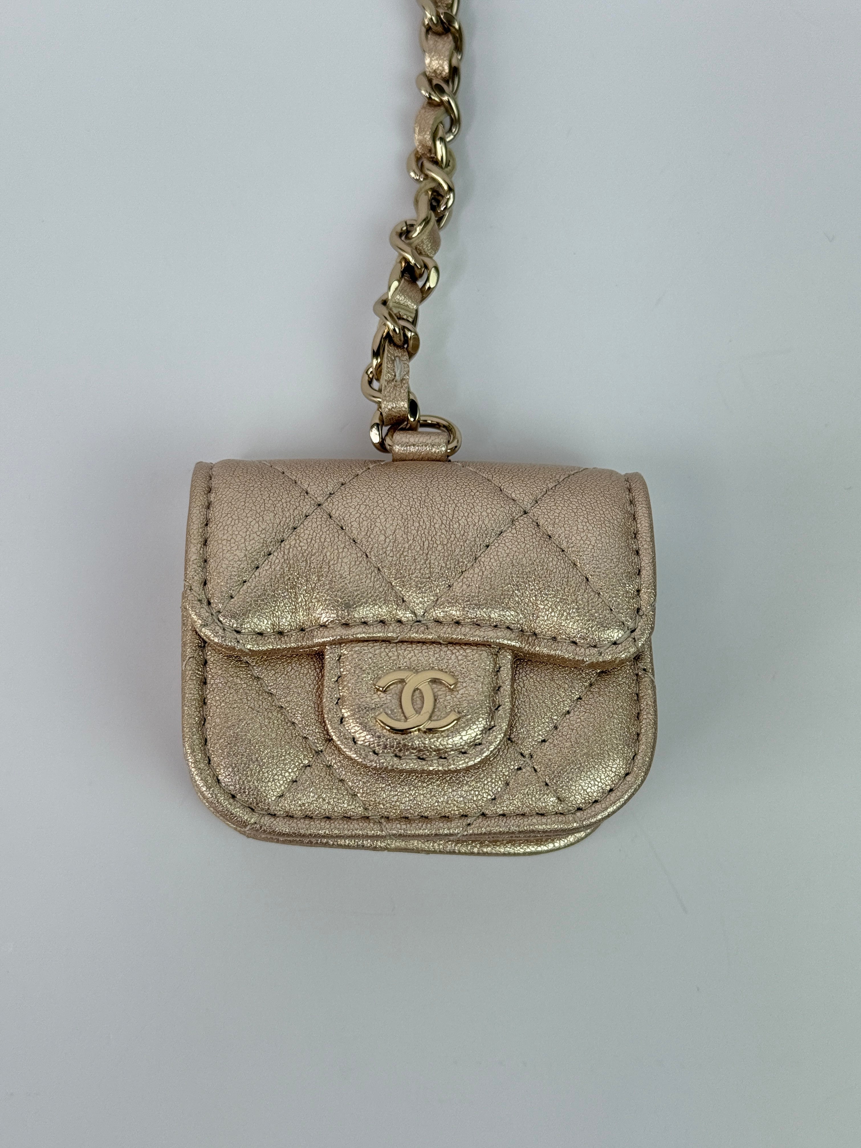 Chanel Metallic Lambskin Round Purse and AirPods Case