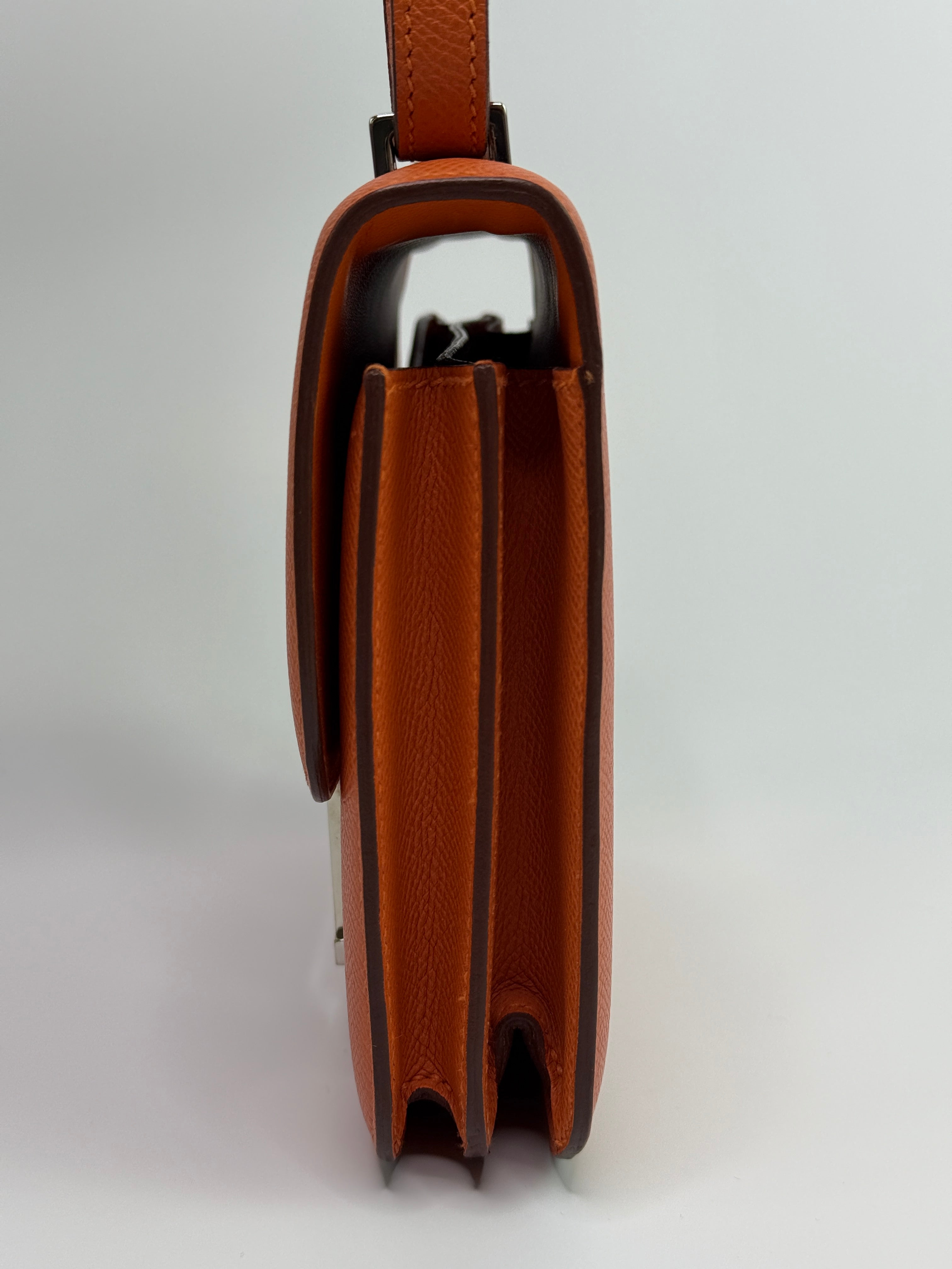 Authentic Pre Loved Hermès Constance 18 In Orange Epsom Leather With Palladium Hardware Very Good Condition