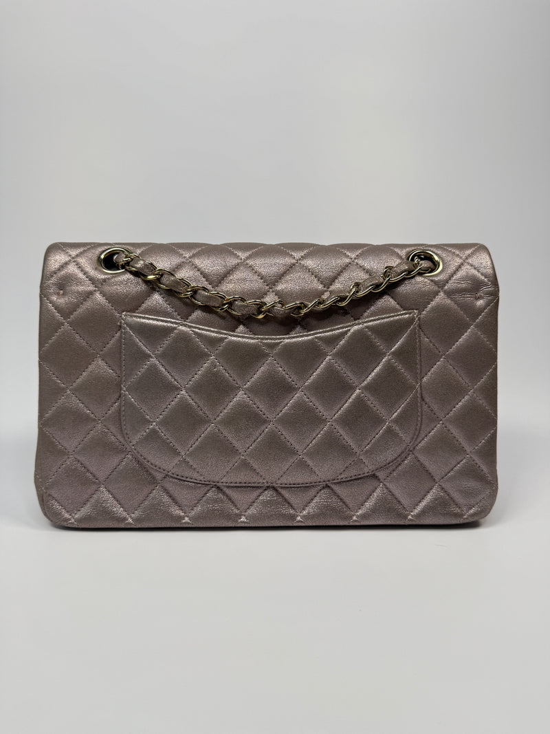 Chanel Iridescent Rose Medium Classic Double Flap With GHW