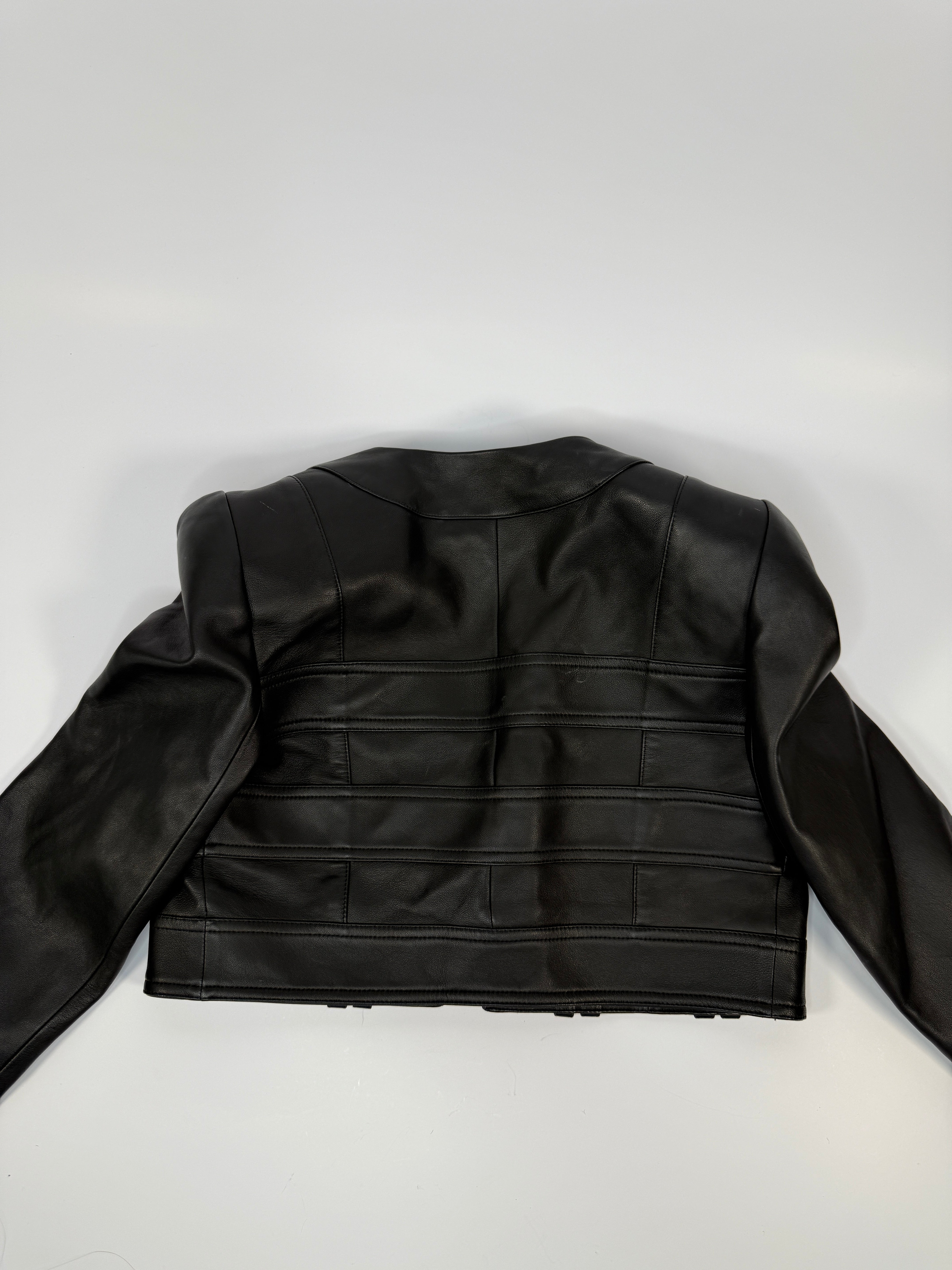 Balmain Cropped Leather Jacket (Size FR36/UK8)