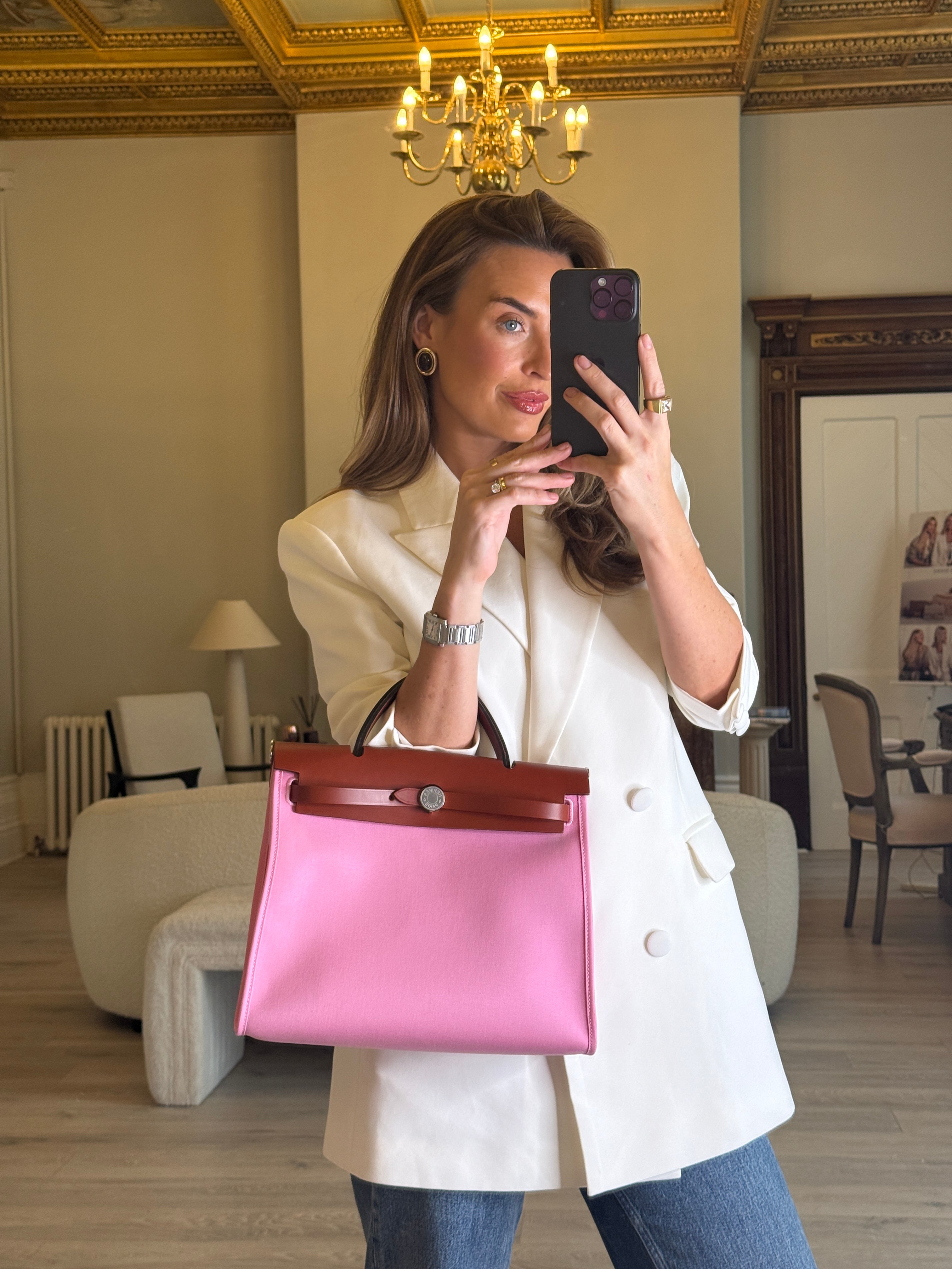 Hermès Herbag 31 Zip In Bubblegum & Cuivre Bag. New and Unused. Authentic and preloved. 100% Authenticity guarantee 