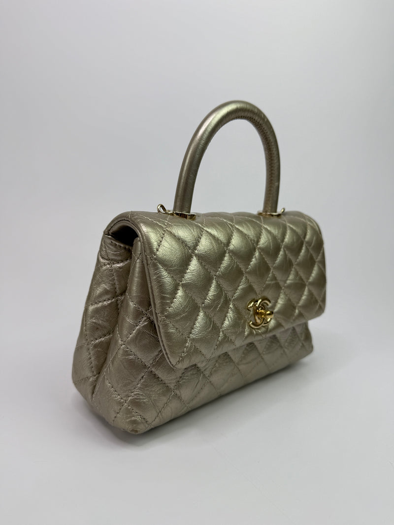 Chanel Small Coco In Gold Crumpled Calfskin With GHW