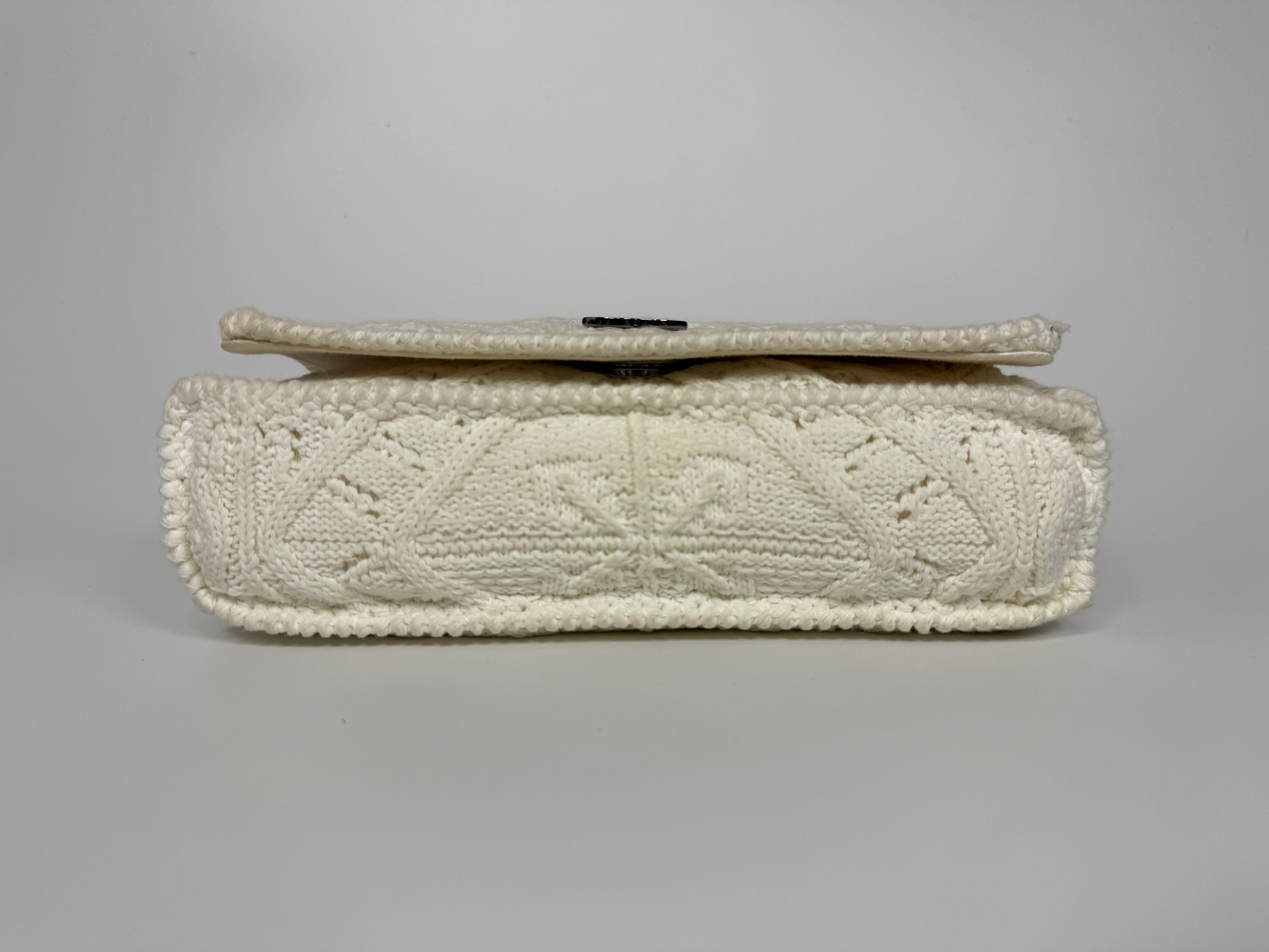 Authentic and preloved Chanel Vintage White Crotchet Flap Bag With Silver hardware. Good condition. 100% Authenticity guarantee 