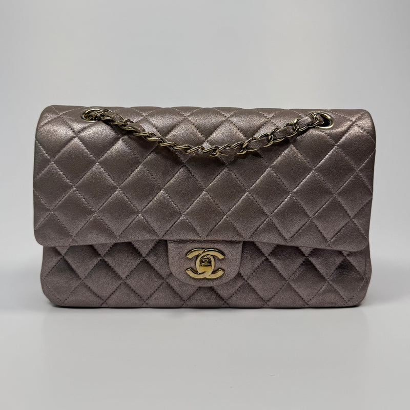 Chanel Iridescent Rose Medium Classic Double Flap With GHW