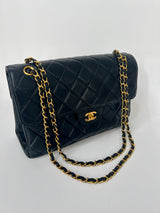 Chanel Black Lambskin Leather Vintage Double Sided Classic Flap