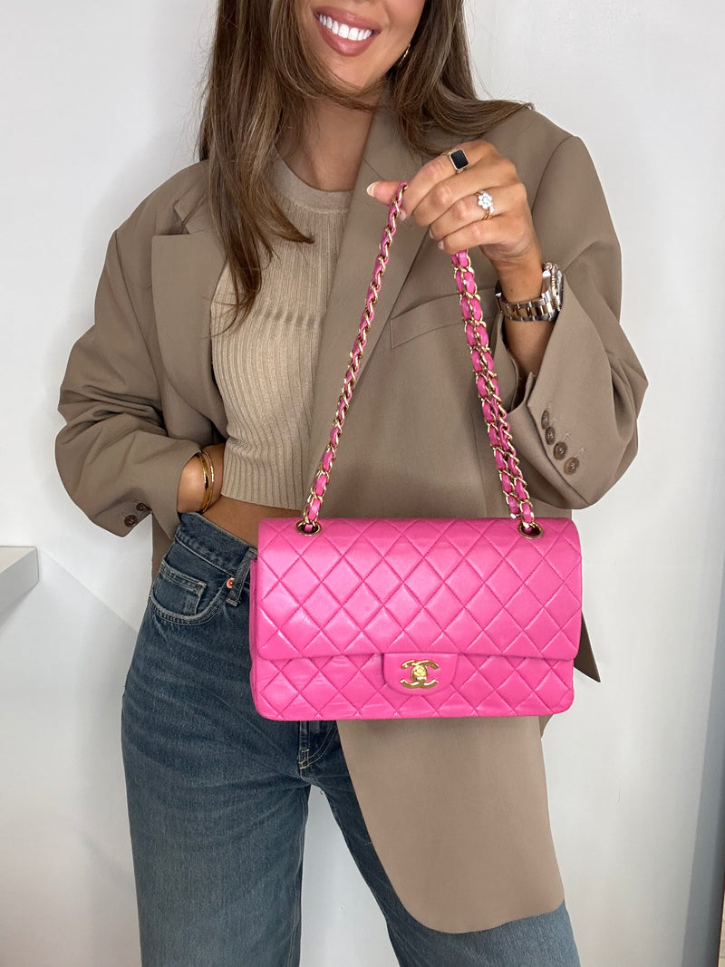 Chanel Vintage Medium 2.55 Classic Flap In Fuchsia