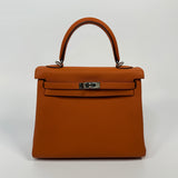 Hermès Kelly 25 In Orange Togo Leather With PHW
