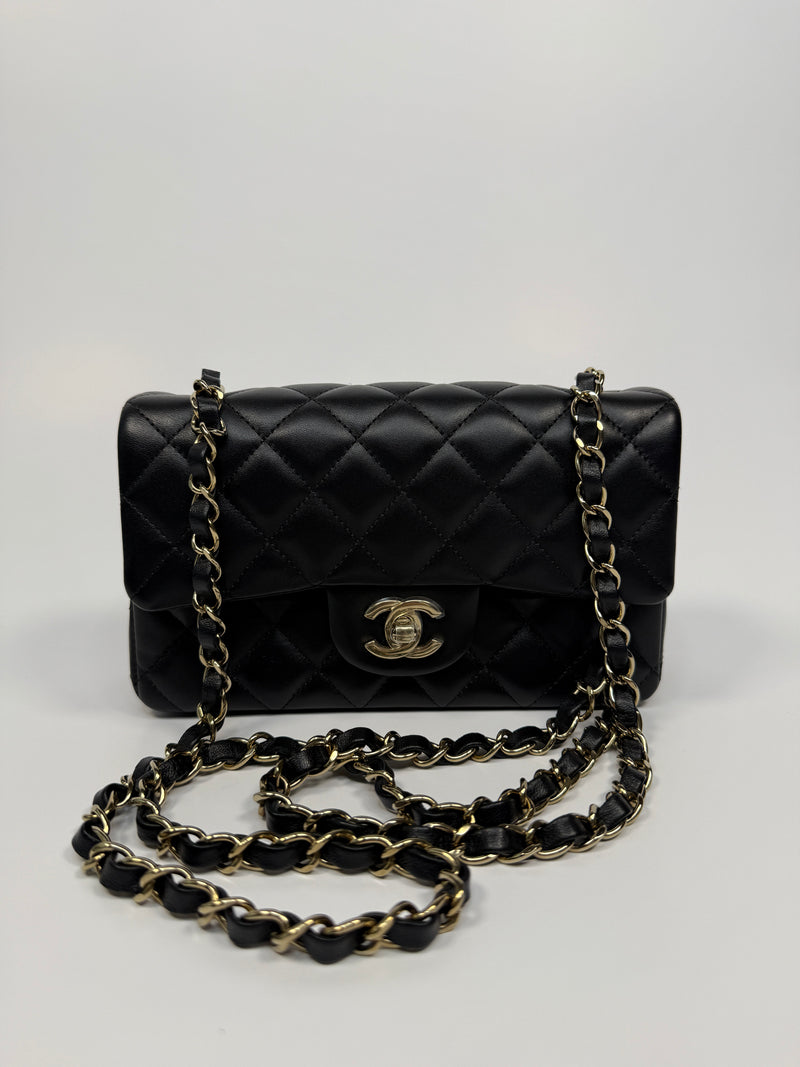 Chanel Mini Rectangle In Black Lambskin With PGHW