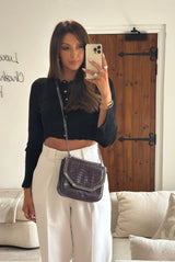 Stella McCartney Brown Croc Embossed Box Shoulder Bag