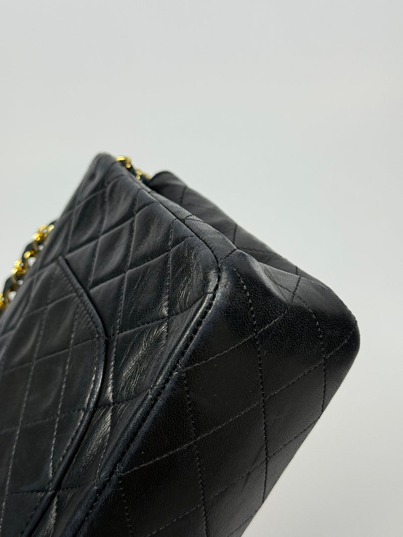 Chanel Vintage Medium Classic Double Flap Black Lambskin With 24k GHW