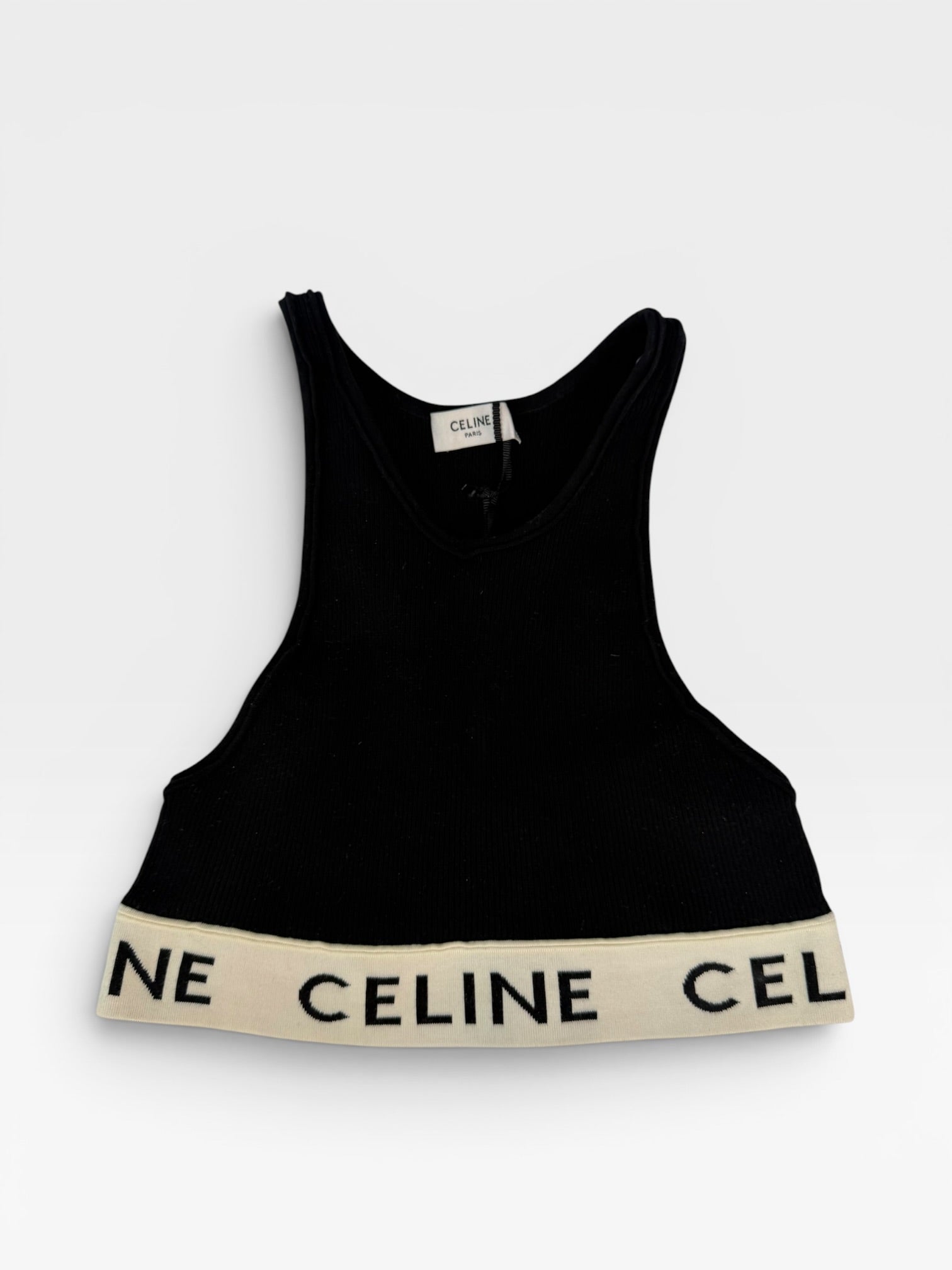 Celine Logo Crop Top (Size XS/UK6). Authentic and preloved in new/unused condition. 100% guarantee