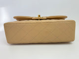 Chanel Small Classic Double Flap In Beige Lambskin With GHW