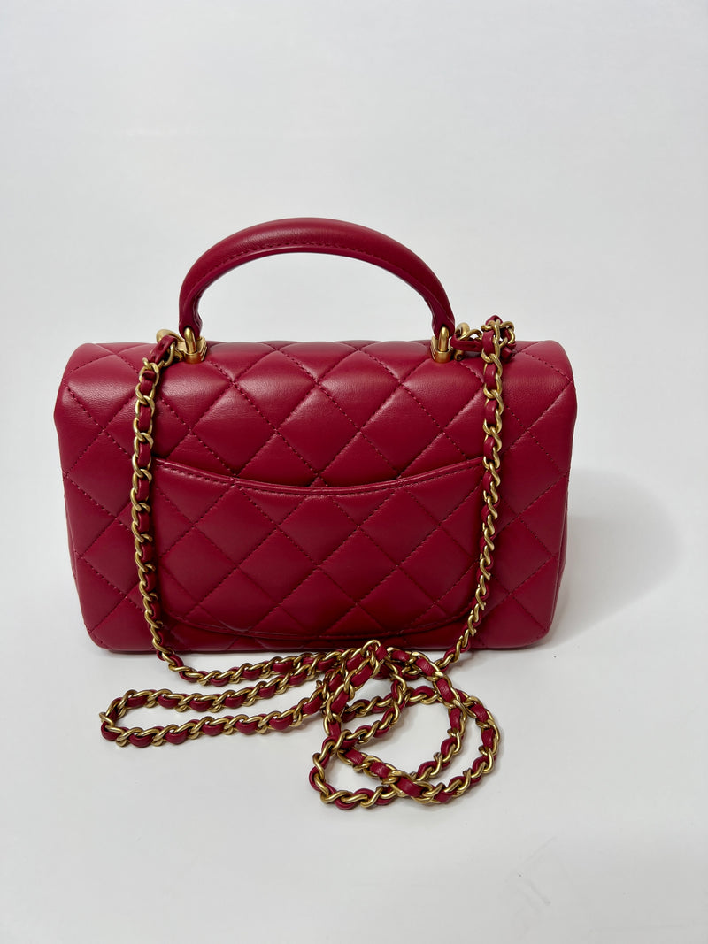 Chanel Mini Rectangle Flap Bag In Raspberry