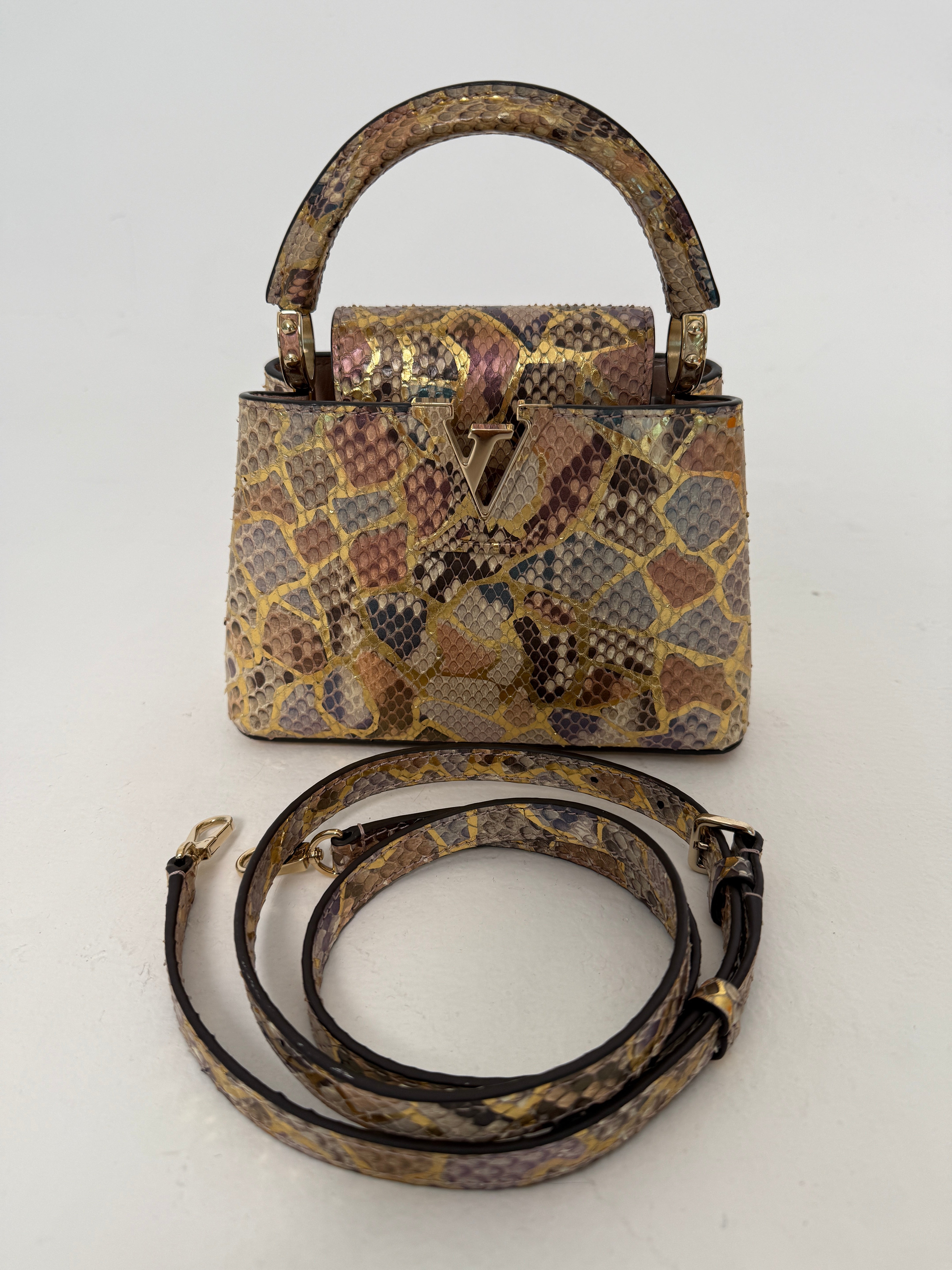Louis Vuitton Capucines BB In Gold Python