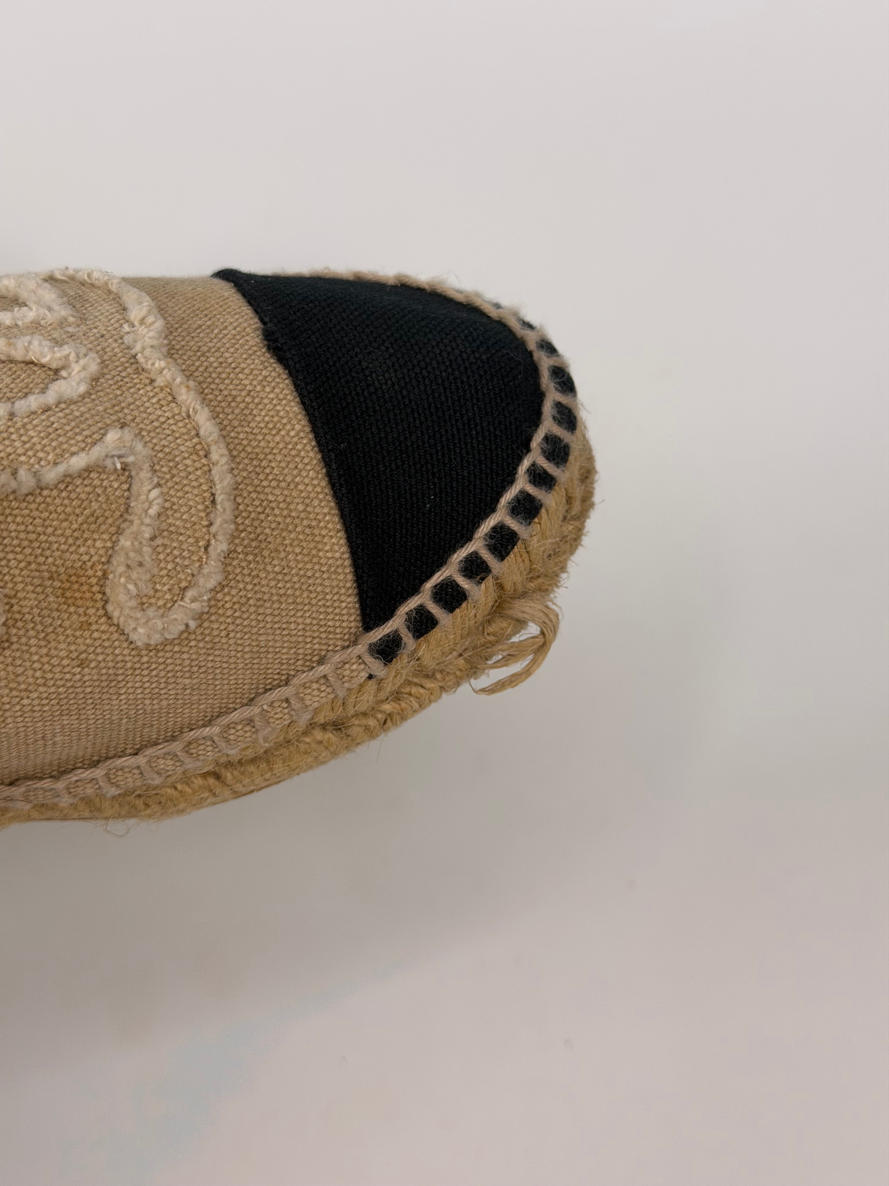 Chanel Espadrilles In Black & Beige Embroidered Fabric (Size 36/ UK3). 100% authentic and preloved in excellent condition