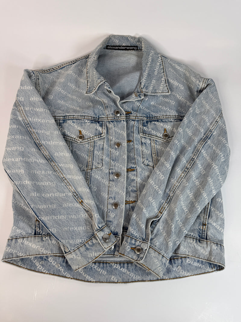 Alexander Wang Blue Falling Back Logo Denim Jacket (M/UK10)