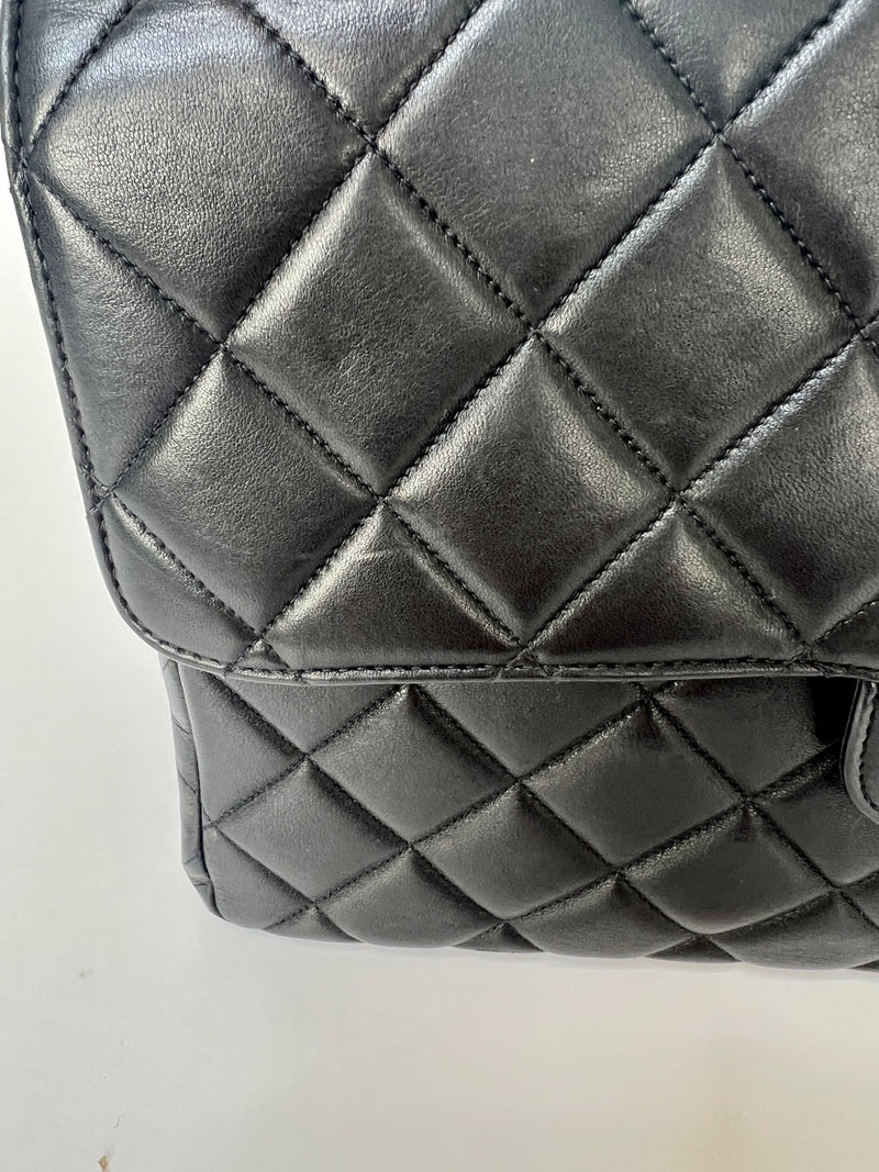 Chanel Black Lambskin Leather Vintage Double Sided Classic Flap